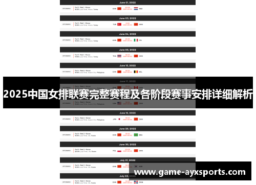 2025中国女排联赛完整赛程及各阶段赛事安排详细解析